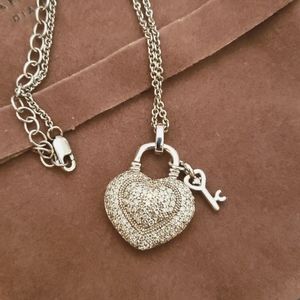 3/4 Carat Genuine Diamond Heart and Key Necklace in .925 by Affinity Diamonds
